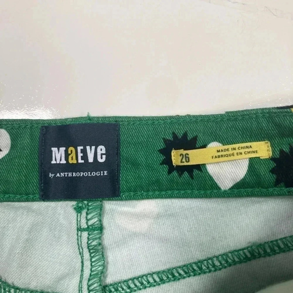 Anthropologie Jeans Green The Cigarette Heart Denim Pants NWT Maeve Size 26 - Picture 8 of 13